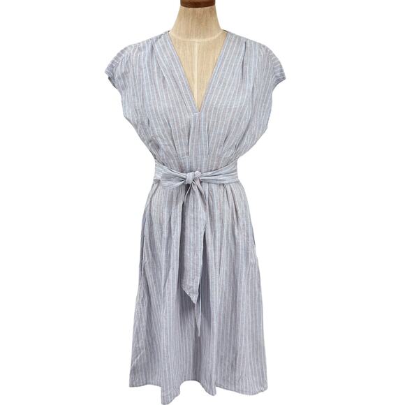 Max Studio Womens Linen Cotton Shirt Dres Blue Stripe Size Small NWT - Picture 1 of 10
